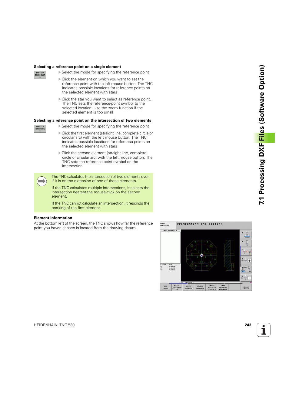 1 pr ocessing dxf files (sof tw ar e o ption) | HEIDENHAIN iTNC 530 (606 42x-02) ISO programming User Manual | Page 243 / 648