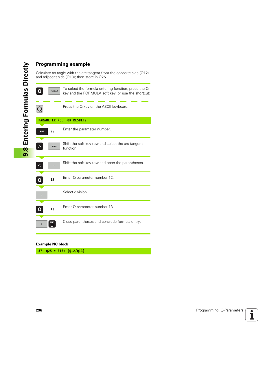 Programming example, 8 ent er ing f o rm ulas dir e ctly | HEIDENHAIN iTNC 530 (606 42x-02) ISO programming User Manual | Page 296 / 648