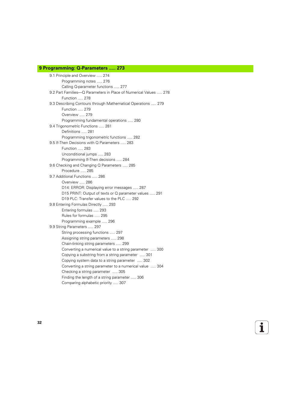 9 programming: q-parameters | HEIDENHAIN iTNC 530 (606 42x-02) ISO programming User Manual | Page 32 / 648