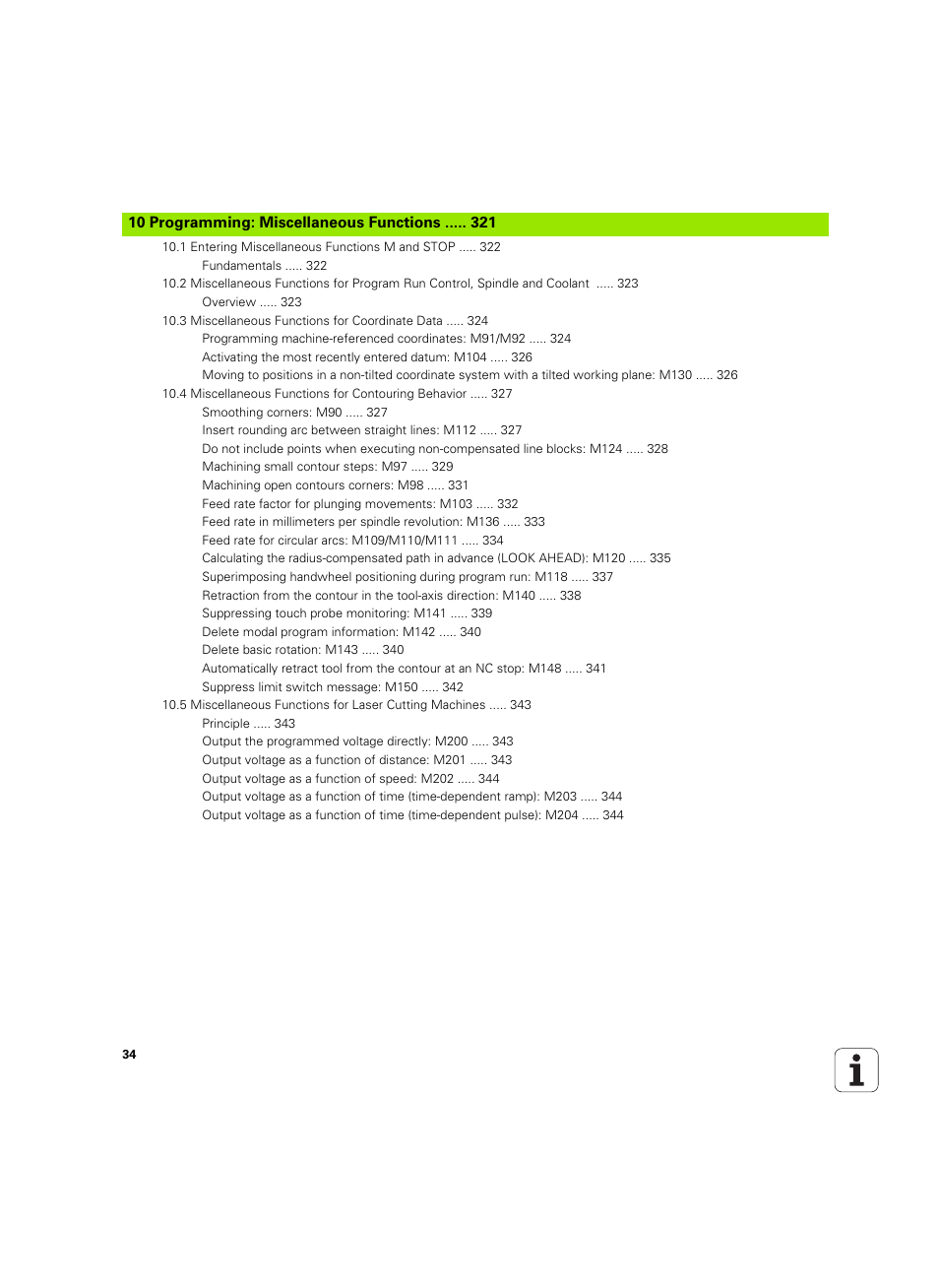 10 programming: miscellaneous functions | HEIDENHAIN iTNC 530 (606 42x-02) ISO programming User Manual | Page 34 / 648