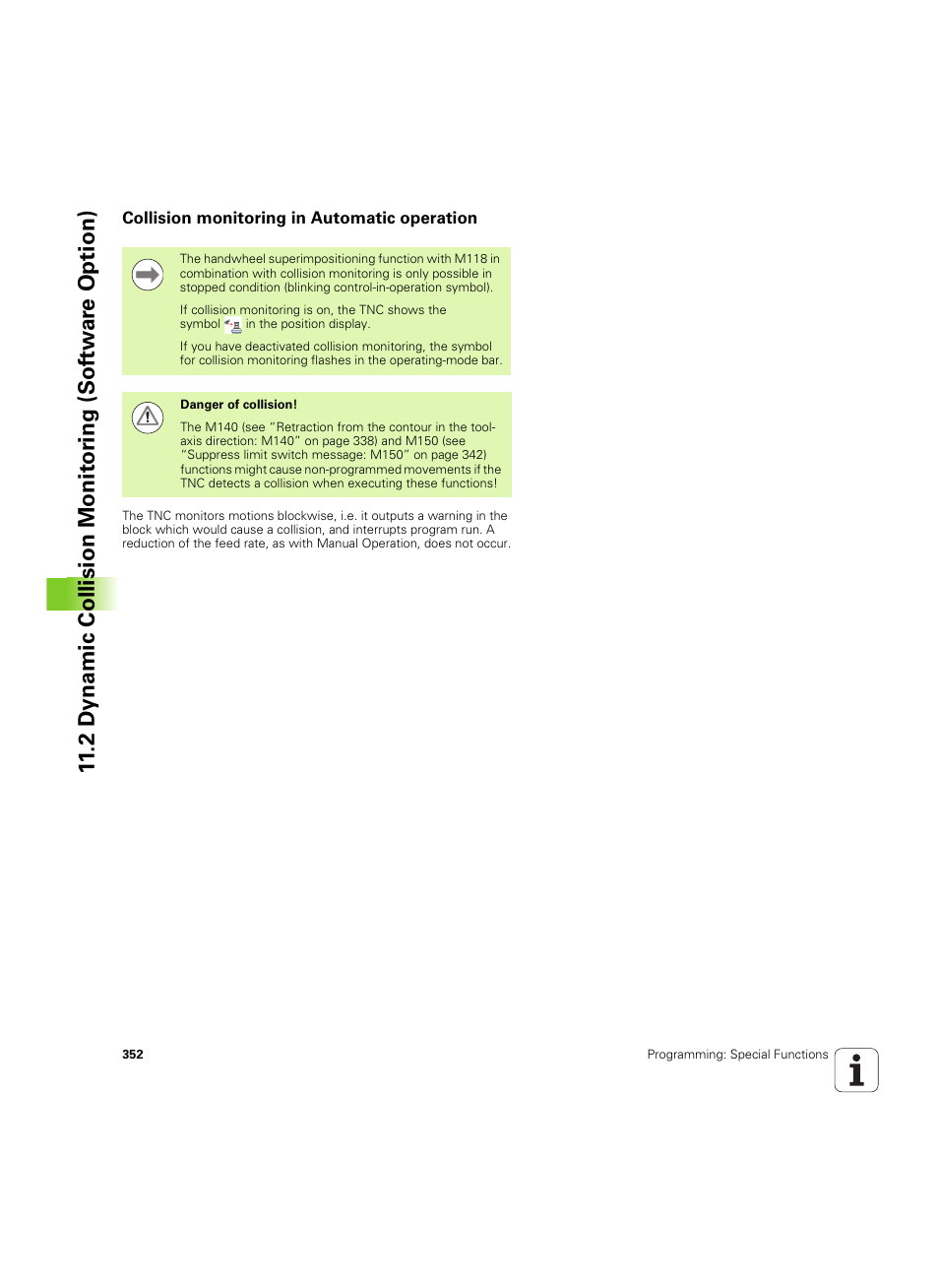 Collision monitoring in automatic operation | HEIDENHAIN iTNC 530 (606 42x-02) ISO programming User Manual | Page 352 / 648