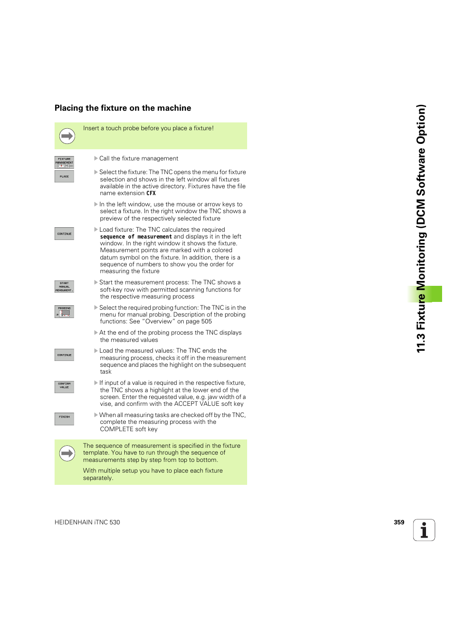 Placing the fixture on the machine, 3 fixt ur e monit o ri ng (dcm sof tw a re option) | HEIDENHAIN iTNC 530 (606 42x-02) ISO programming User Manual | Page 359 / 648