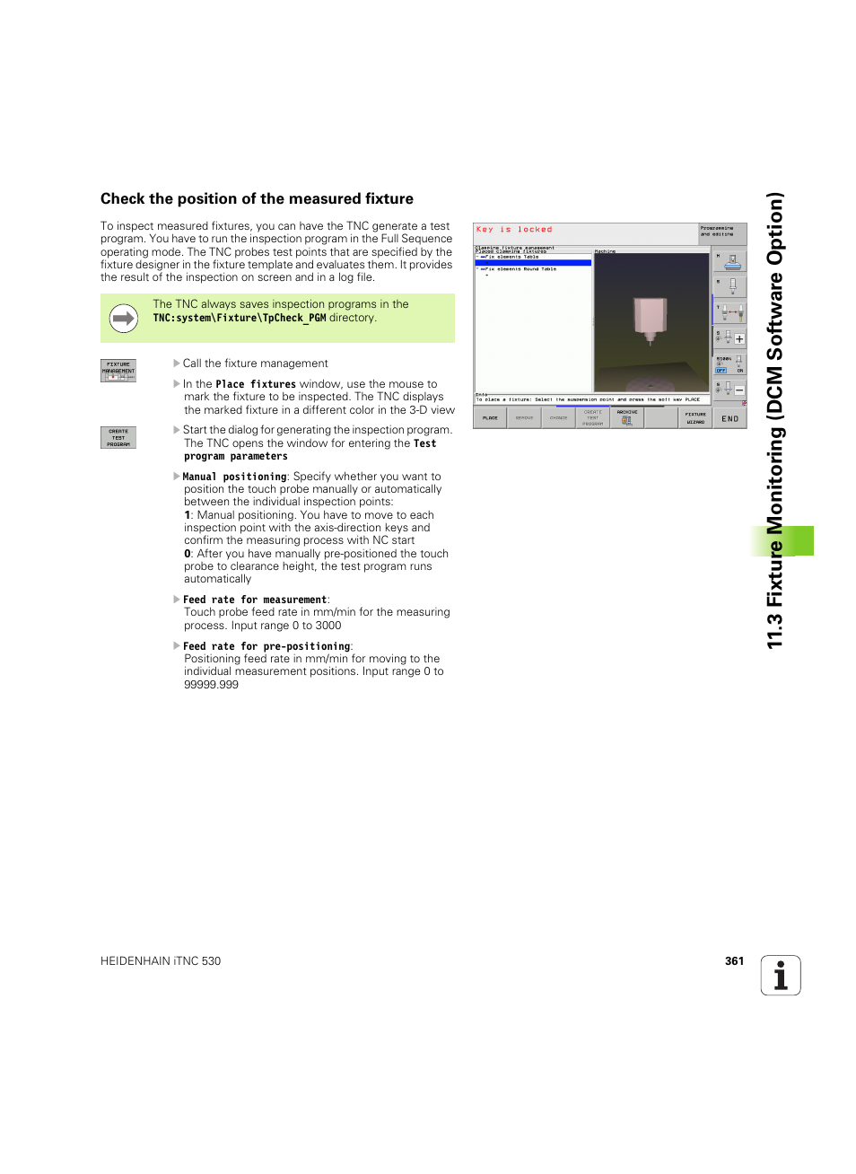 Check the position of the measured fixture, 3 fixt ur e monit o ri ng (dcm sof tw a re option) | HEIDENHAIN iTNC 530 (606 42x-02) ISO programming User Manual | Page 361 / 648