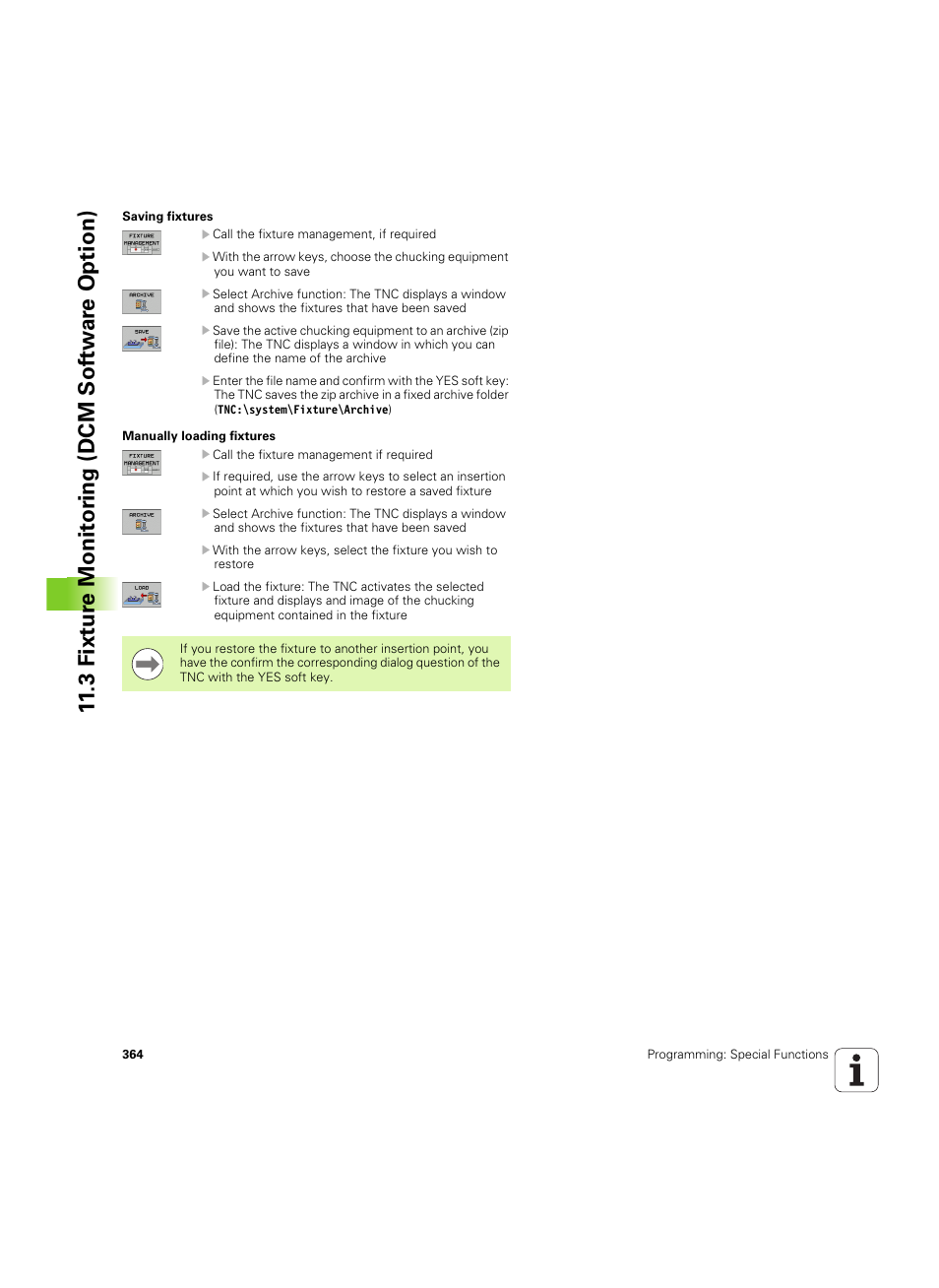 3 fixt ur e monit o ri ng (dcm sof tw a re option) | HEIDENHAIN iTNC 530 (606 42x-02) ISO programming User Manual | Page 364 / 648