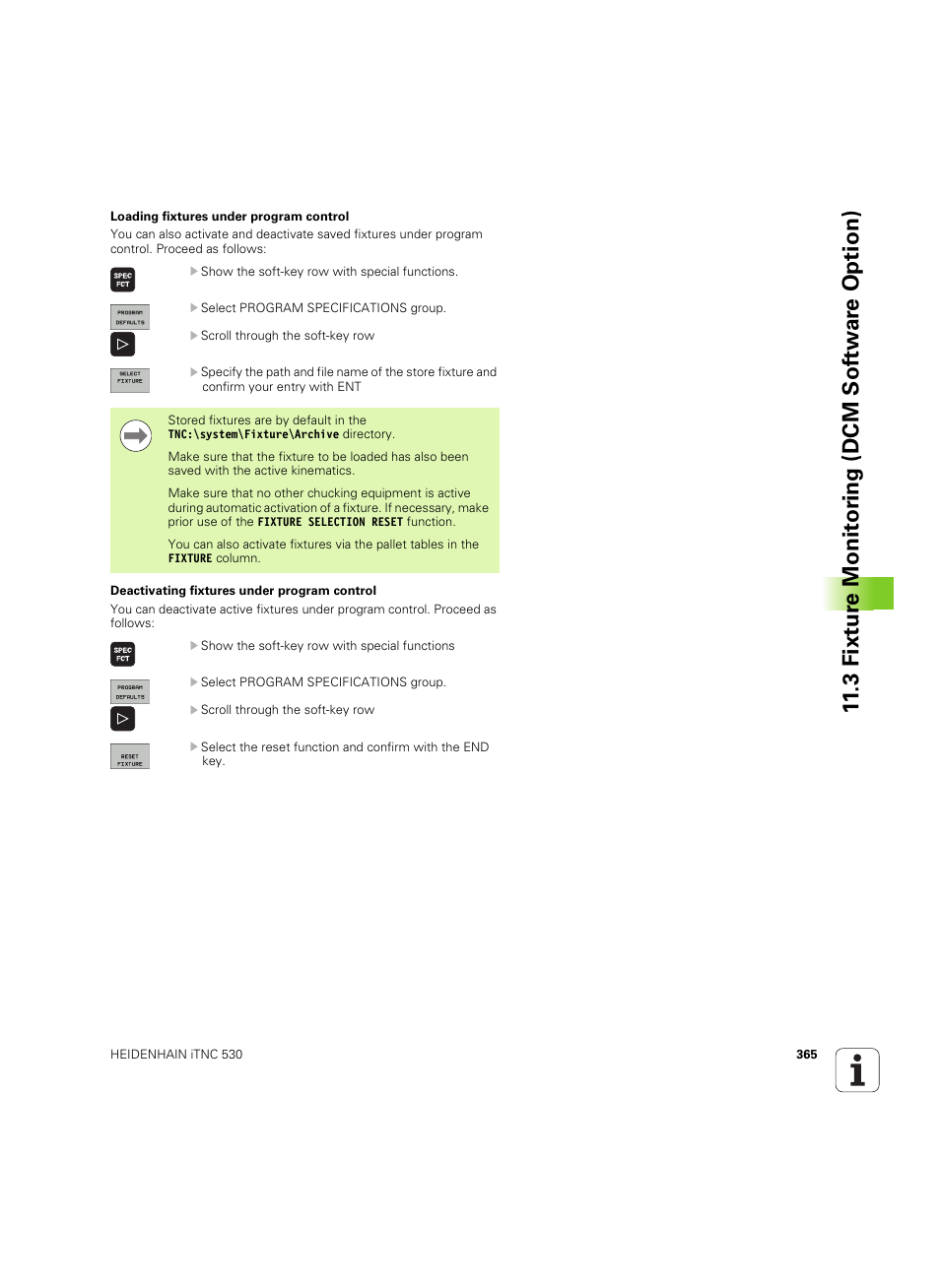 3 fixt ur e monit o ri ng (dcm sof tw a re option) | HEIDENHAIN iTNC 530 (606 42x-02) ISO programming User Manual | Page 365 / 648