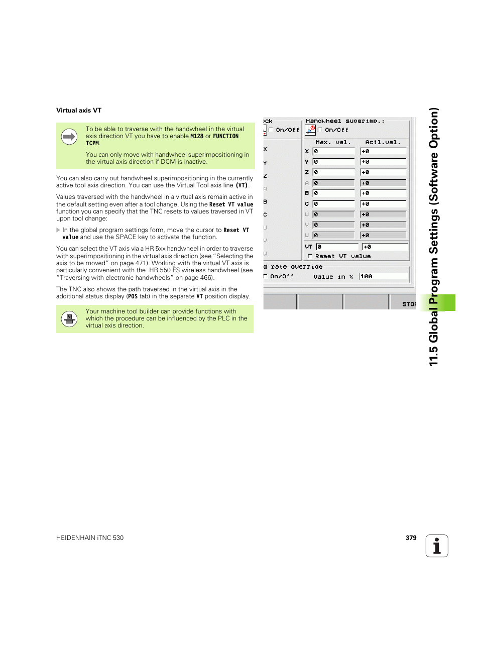 5 global pr ogr a m set tings (sof tw ar e option) | HEIDENHAIN iTNC 530 (606 42x-02) ISO programming User Manual | Page 379 / 648