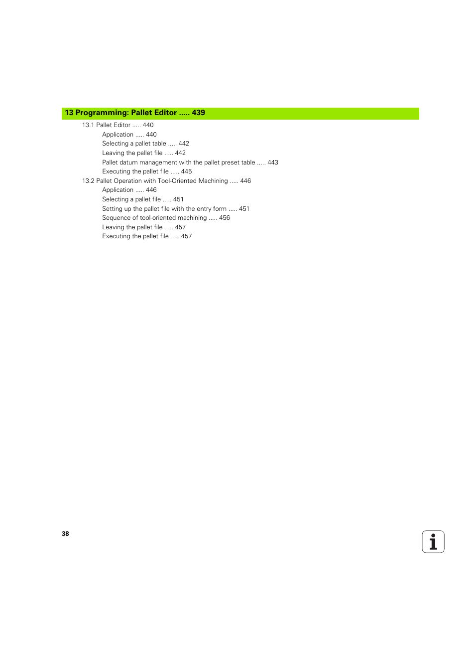 13 programming: pallet editor | HEIDENHAIN iTNC 530 (606 42x-02) ISO programming User Manual | Page 38 / 648