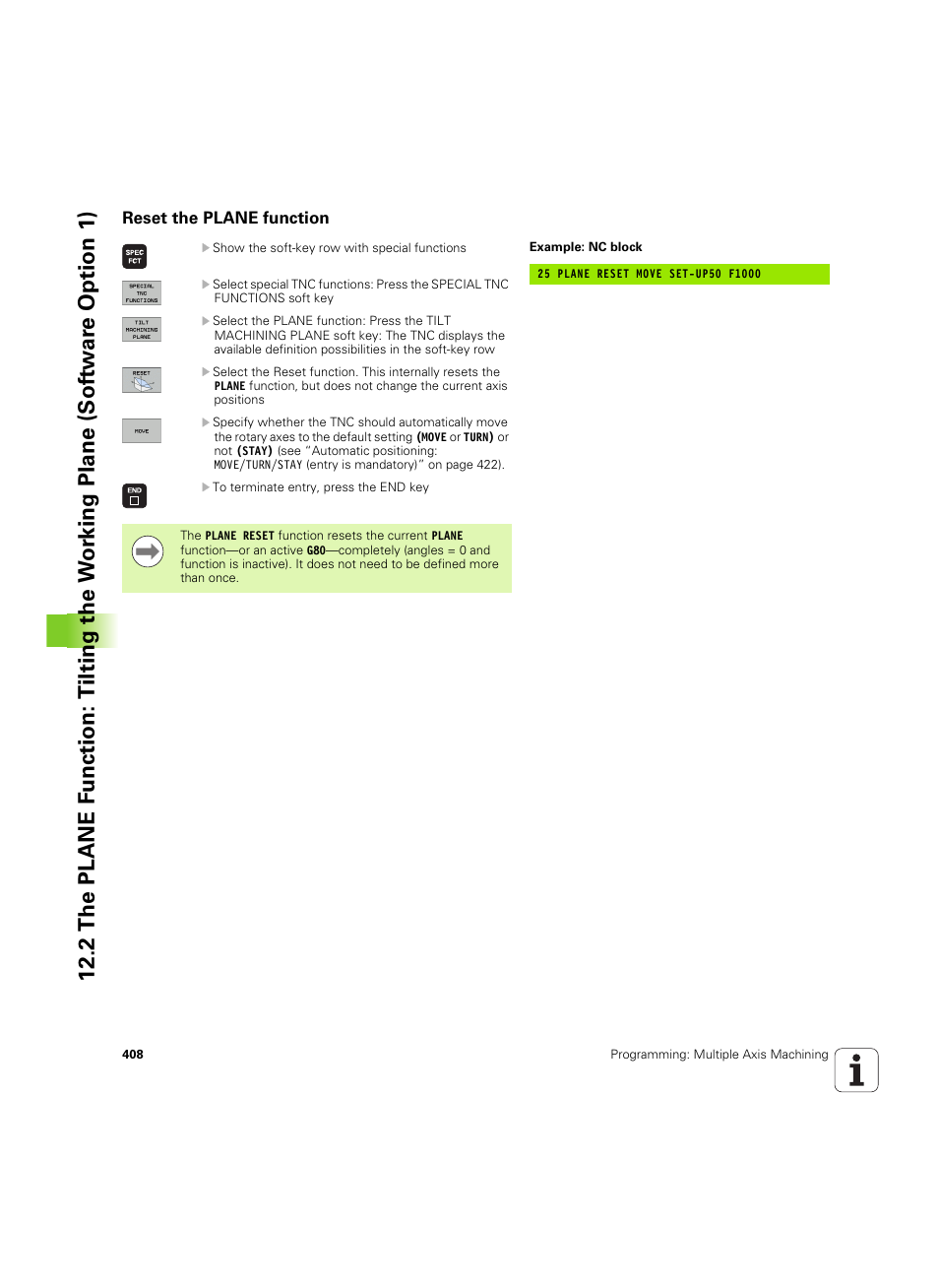 Reset the plane function | HEIDENHAIN iTNC 530 (606 42x-02) ISO programming User Manual | Page 408 / 648