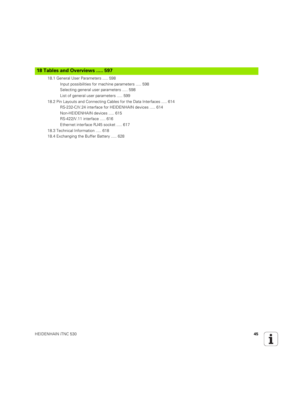 18 tables and overviews | HEIDENHAIN iTNC 530 (606 42x-02) ISO programming User Manual | Page 45 / 648