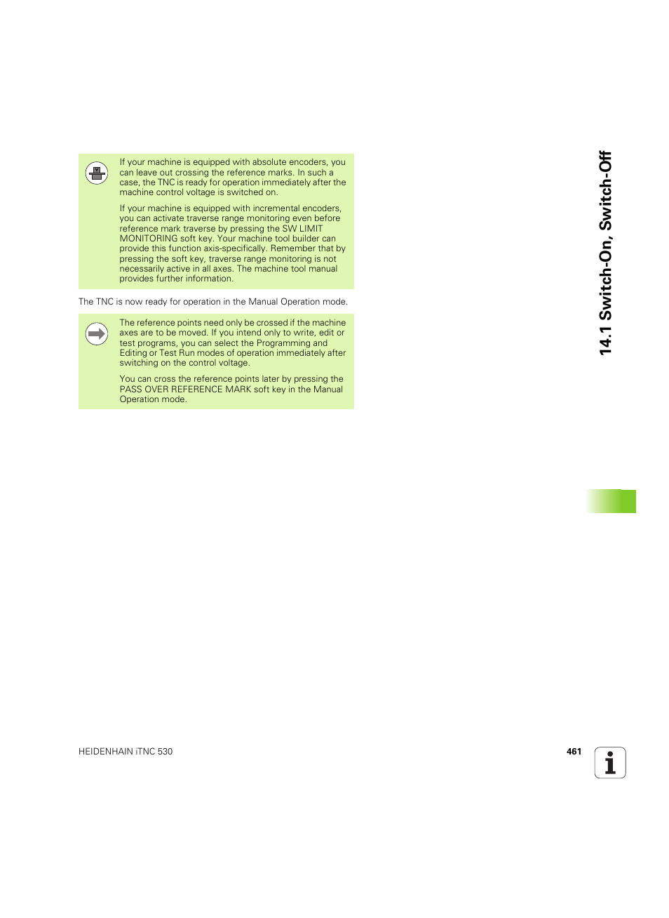 1 s w itc h -on, s w itc h -of f | HEIDENHAIN iTNC 530 (606 42x-02) ISO programming User Manual | Page 461 / 648