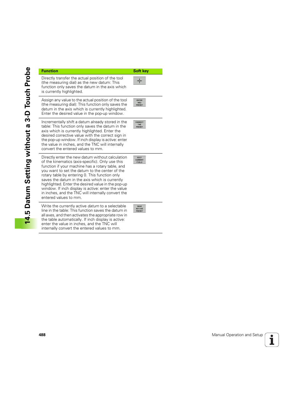 5 d a tu m set ting without a 3-d t ouc h pr obe | HEIDENHAIN iTNC 530 (606 42x-02) ISO programming User Manual | Page 488 / 648