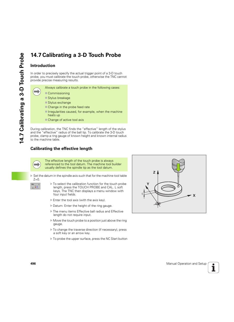 7 calibrating a 3-d touch probe, Introduction, Calibrating the effective length | HEIDENHAIN iTNC 530 (606 42x-02) ISO programming User Manual | Page 496 / 648