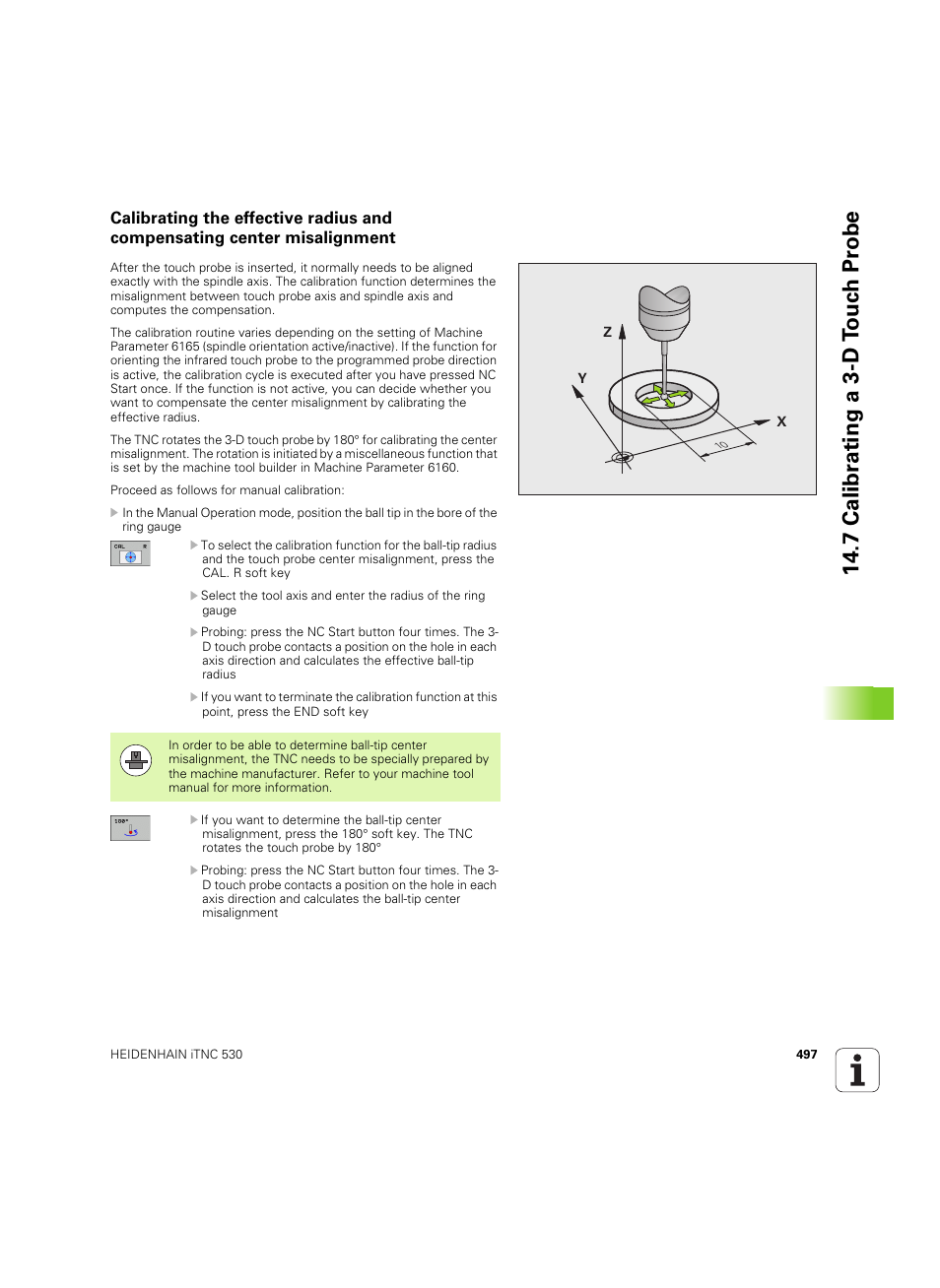 7 calibr a ting a 3-d t o uc h pr obe | HEIDENHAIN iTNC 530 (606 42x-02) ISO programming User Manual | Page 497 / 648