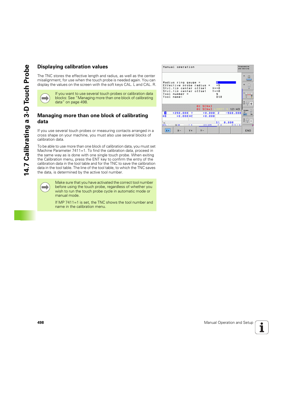 Displaying calibration values, Managing more than one block of calibrating data, 7 calibr a ting a 3-d t o uc h pr obe | HEIDENHAIN iTNC 530 (606 42x-02) ISO programming User Manual | Page 498 / 648