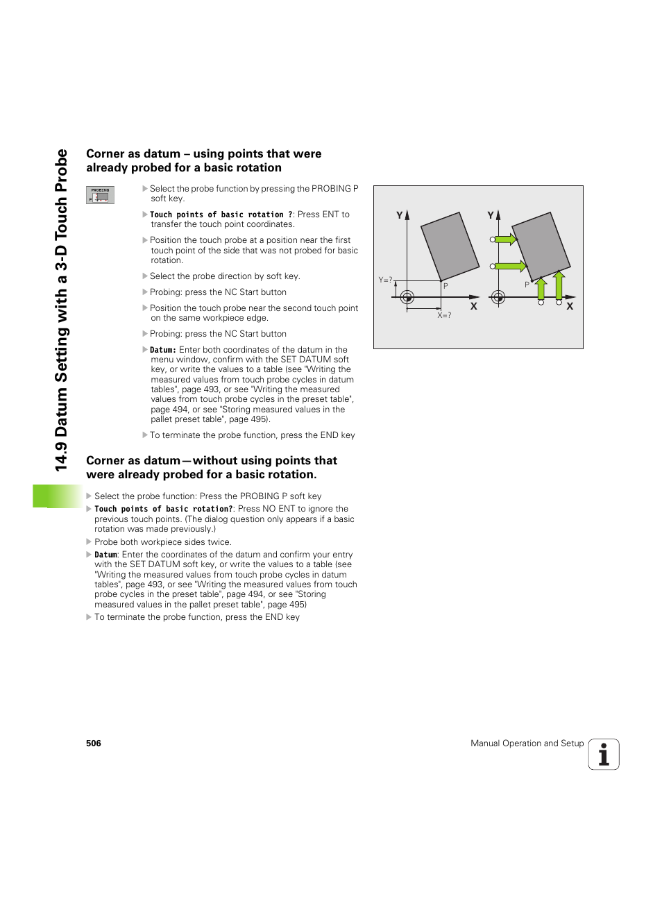 9 d a tu m set ting with a 3-d t o uc h pr obe | HEIDENHAIN iTNC 530 (606 42x-02) ISO programming User Manual | Page 506 / 648