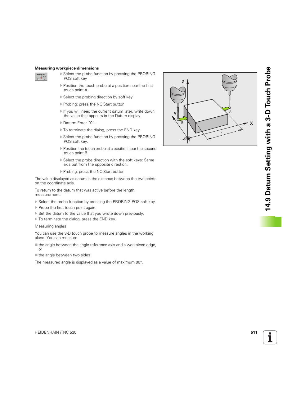 9 d a tu m set ting with a 3-d t o uc h pr obe | HEIDENHAIN iTNC 530 (606 42x-02) ISO programming User Manual | Page 511 / 648