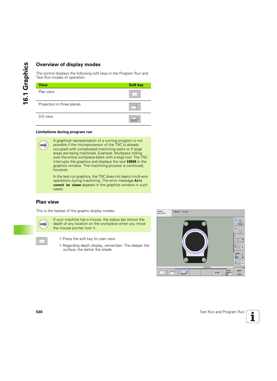 Overview of display modes, Plan view, 1 gr aphics | HEIDENHAIN iTNC 530 (606 42x-02) ISO programming User Manual | Page 530 / 648