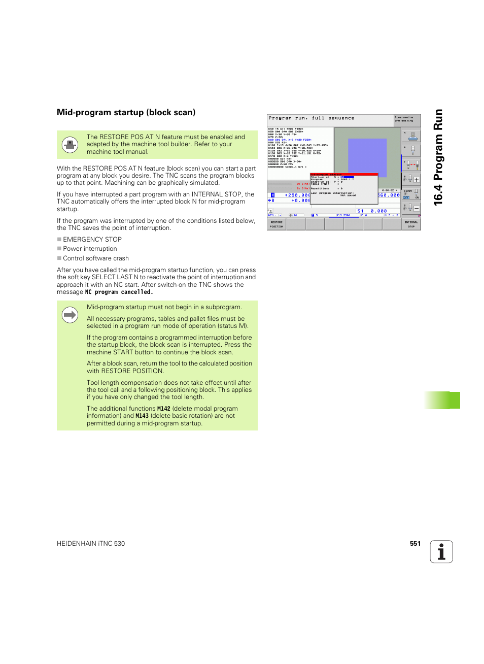 Mid-program startup (block scan), 4 pr ogr am run | HEIDENHAIN iTNC 530 (606 42x-02) ISO programming User Manual | Page 551 / 648