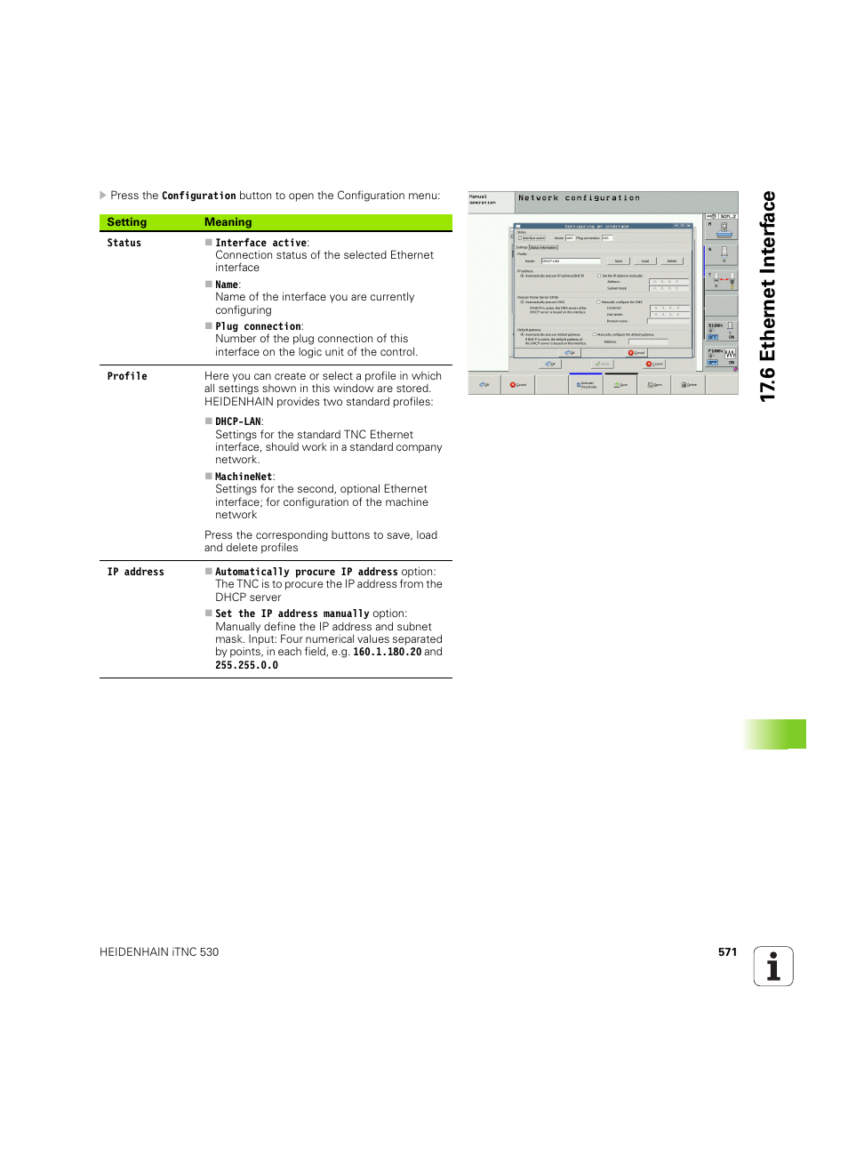 6 ether n et int e rf ace | HEIDENHAIN iTNC 530 (606 42x-02) ISO programming User Manual | Page 571 / 648