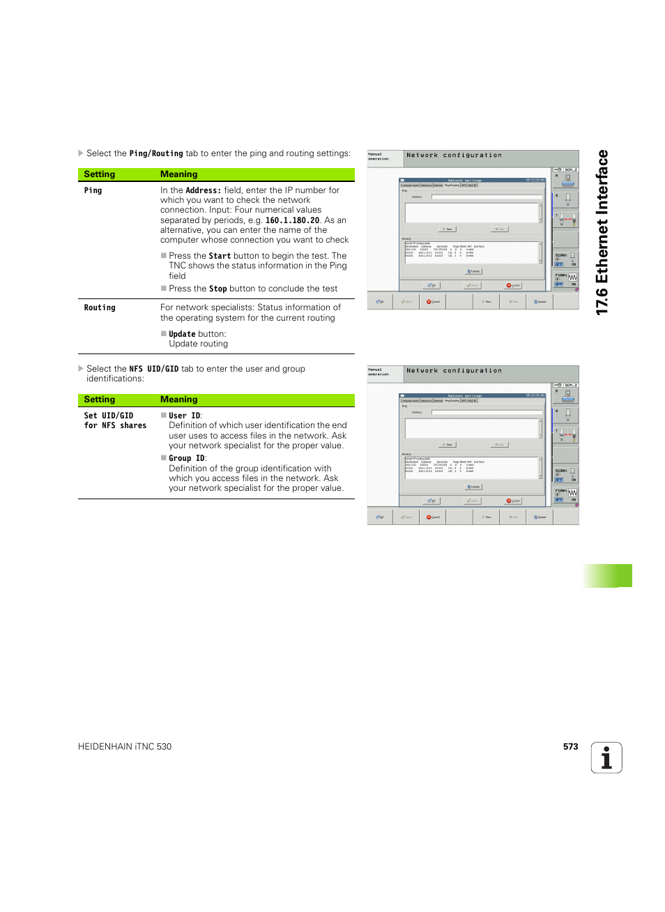 6 ether n et int e rf ace | HEIDENHAIN iTNC 530 (606 42x-02) ISO programming User Manual | Page 573 / 648