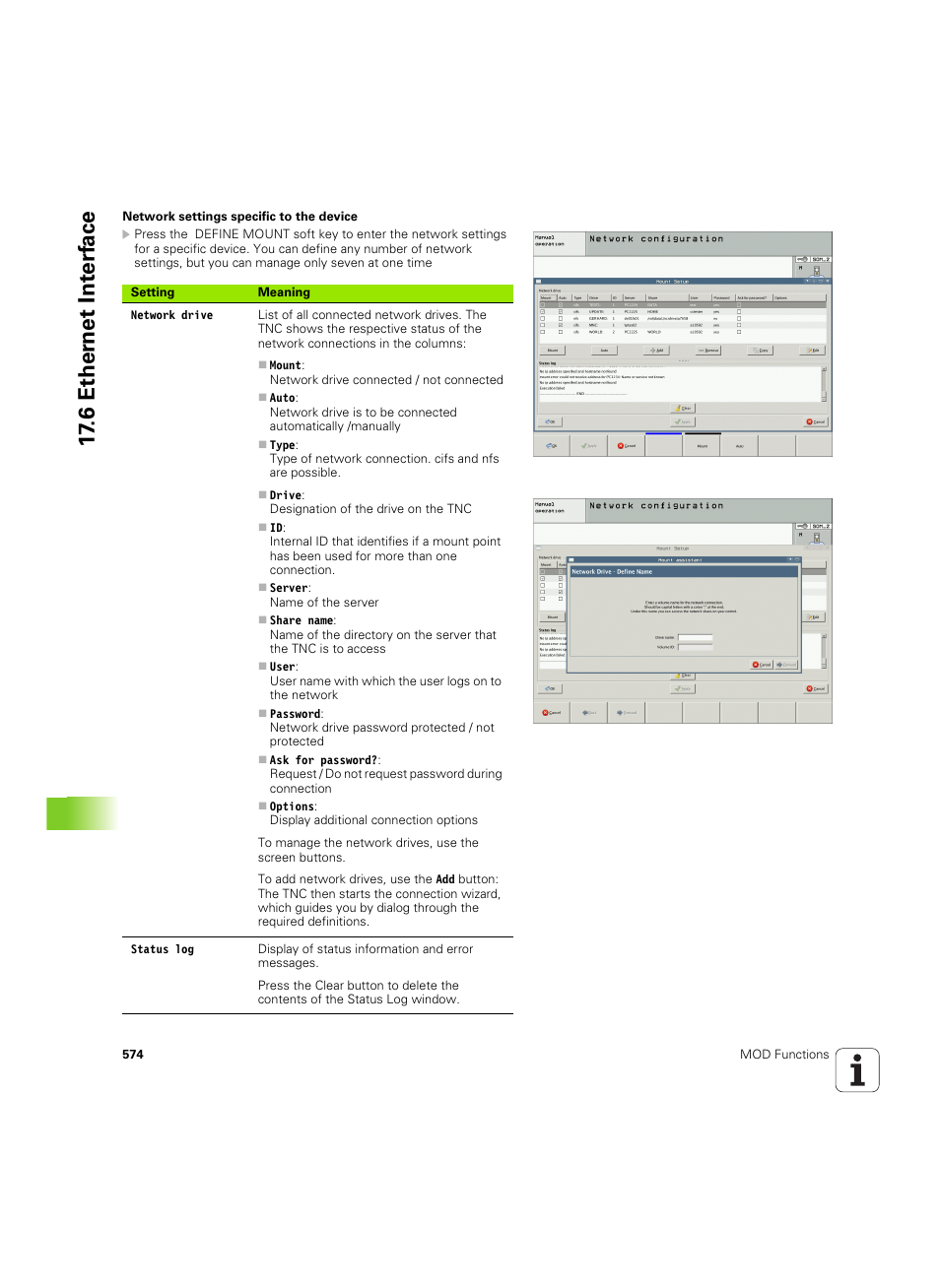 6 ether n et int e rf ace | HEIDENHAIN iTNC 530 (606 42x-02) ISO programming User Manual | Page 574 / 648