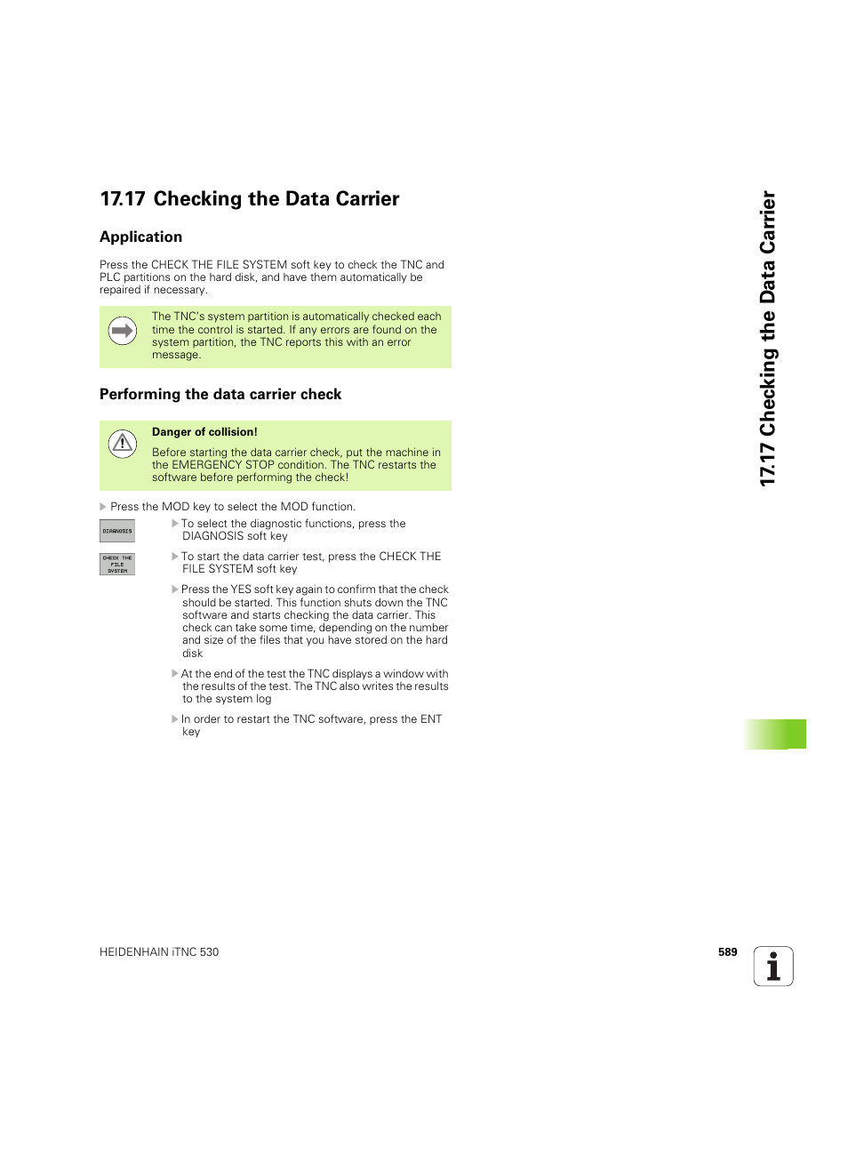 17 checking the data carrier, Application, Performing the data carrier check | HEIDENHAIN iTNC 530 (606 42x-02) ISO programming User Manual | Page 589 / 648