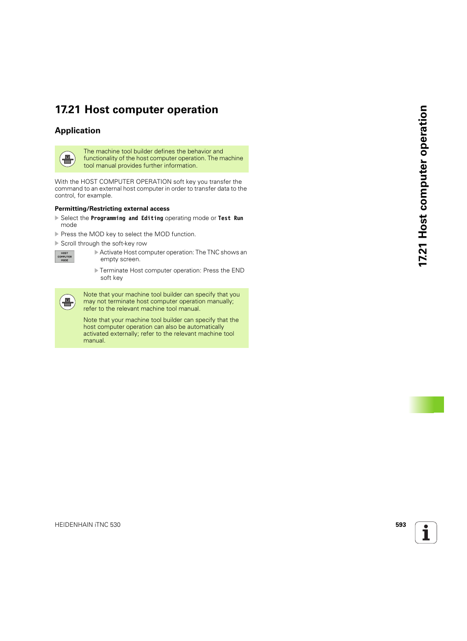 21 host computer operation, Application | HEIDENHAIN iTNC 530 (606 42x-02) ISO programming User Manual | Page 593 / 648