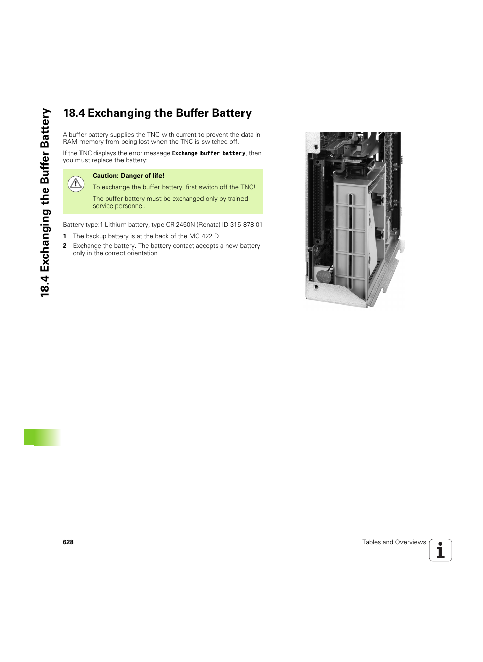 4 exchanging the buffer battery | HEIDENHAIN iTNC 530 (606 42x-02) ISO programming User Manual | Page 628 / 648