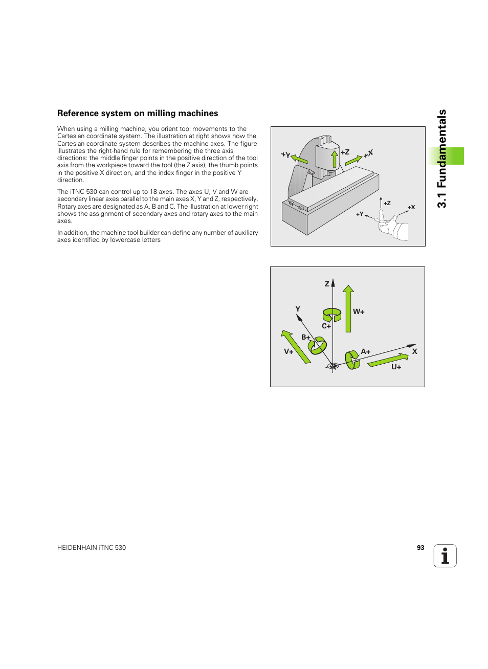 Reference system on milling machines, 1 f undamentals | HEIDENHAIN iTNC 530 (606 42x-02) ISO programming User Manual | Page 93 / 648