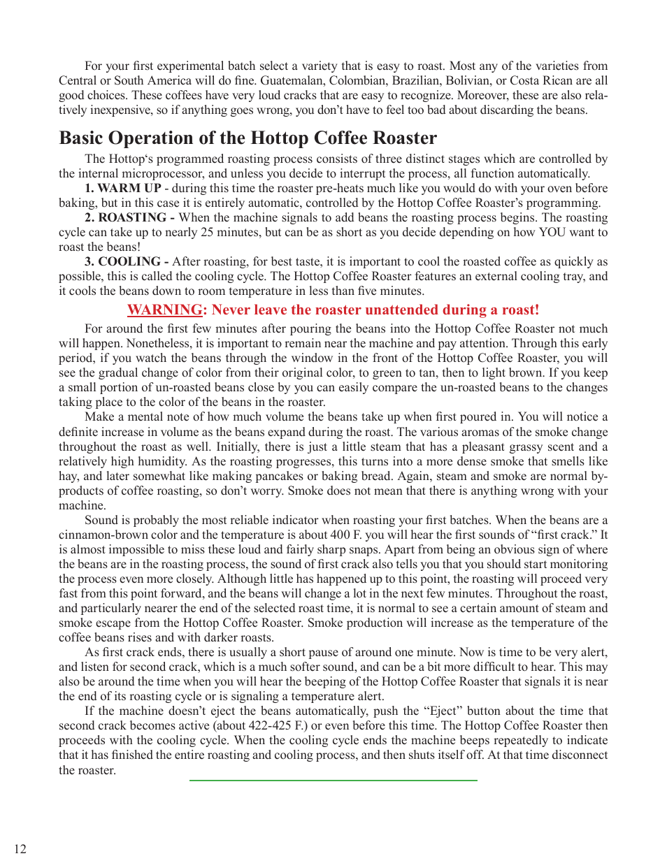 Basic operation of the hottop coffee roaster | Chang Yue Industrial KN-8828P User Manual | Page 12 / 44