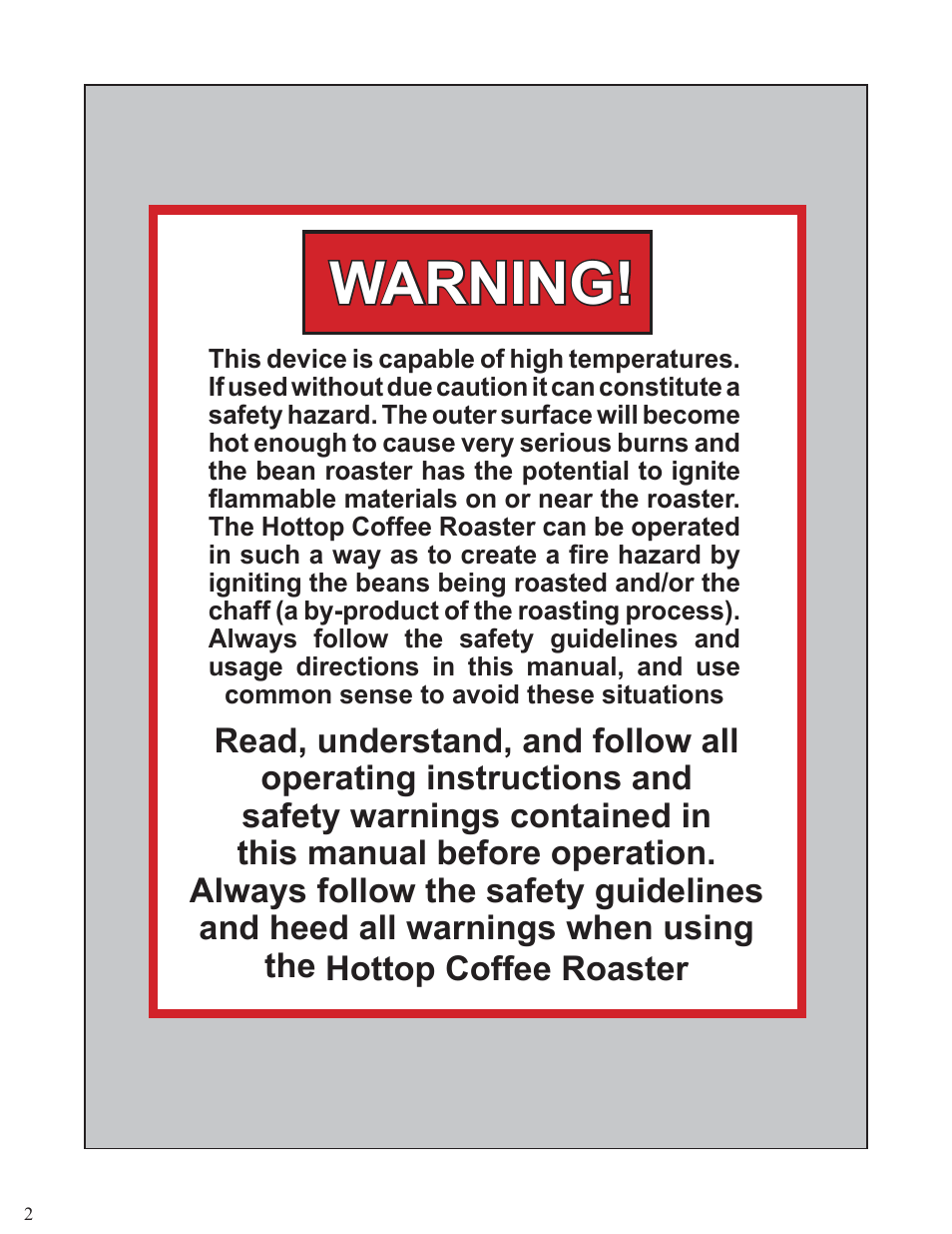 Warning | Chang Yue Industrial KN-8828P User Manual | Page 2 / 44