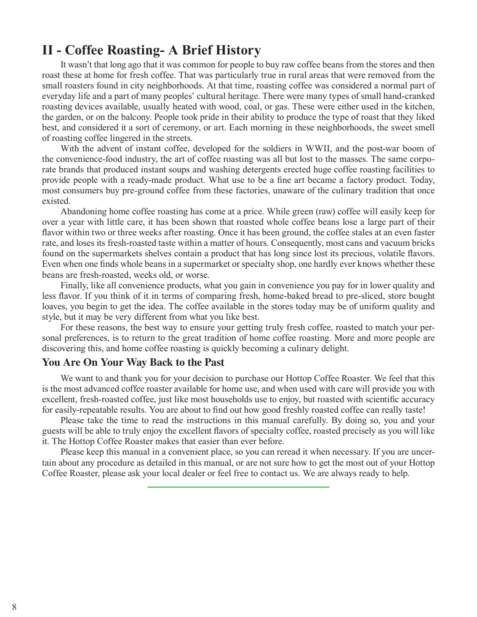 Ii - coffee roasting- a brief history | Chang Yue Industrial KN-8828P User Manual | Page 8 / 44