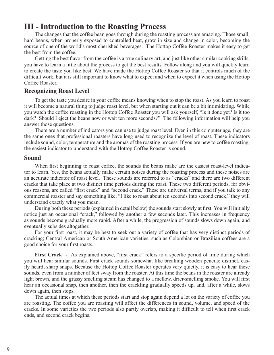 Iii - introduction to the roasting process | Chang Yue Industrial KN-8828P User Manual | Page 9 / 44