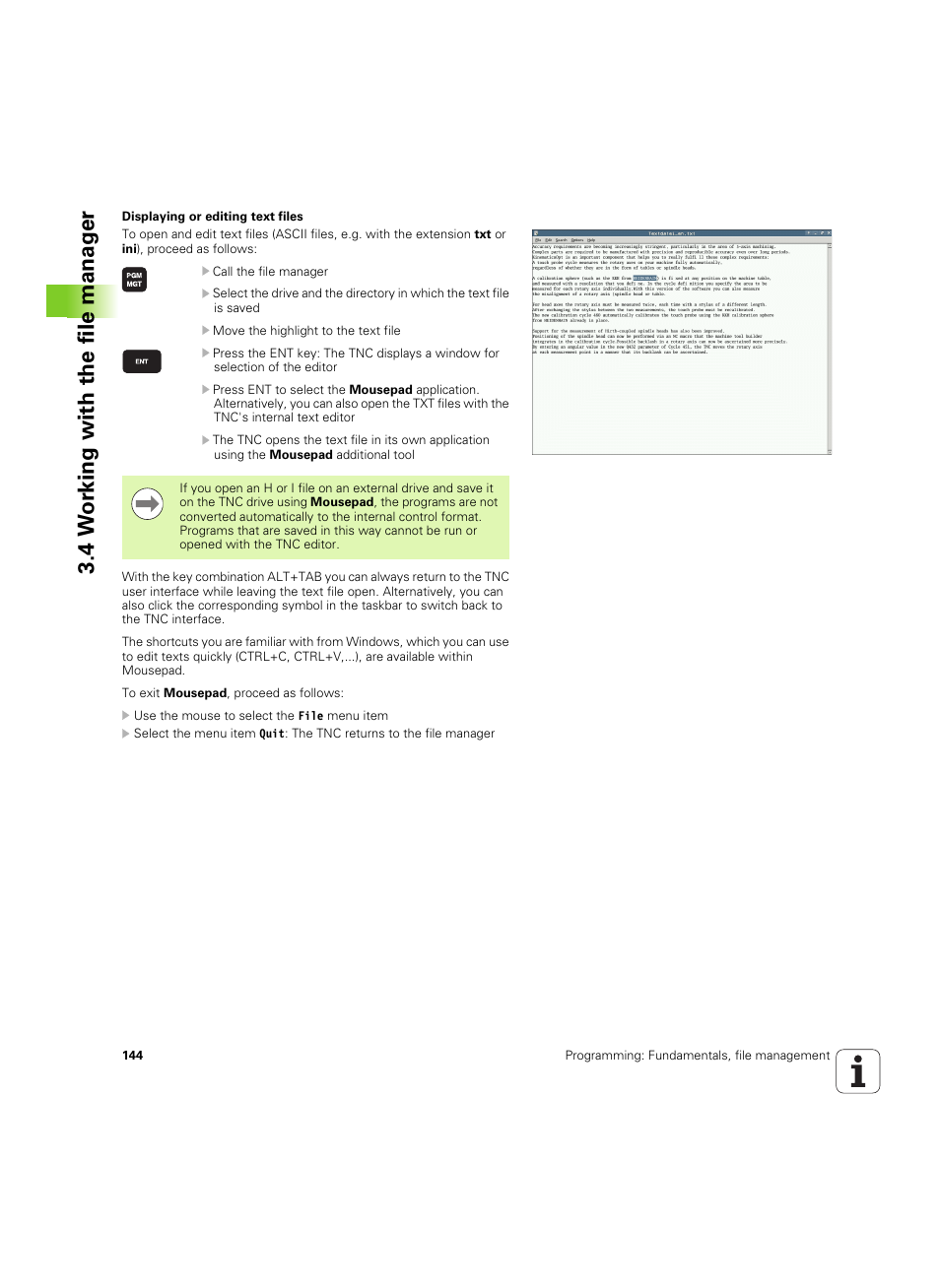 4 w o rk ing with the file manag e r | HEIDENHAIN iTNC 530 (60642x-03) User Manual | Page 144 / 735