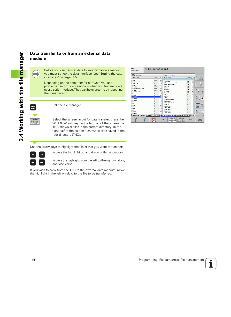 Data transfer to or from an external data medium, 4 w o rk ing with the file manag e r | HEIDENHAIN iTNC 530 (60642x-03) User Manual | Page 146 / 735