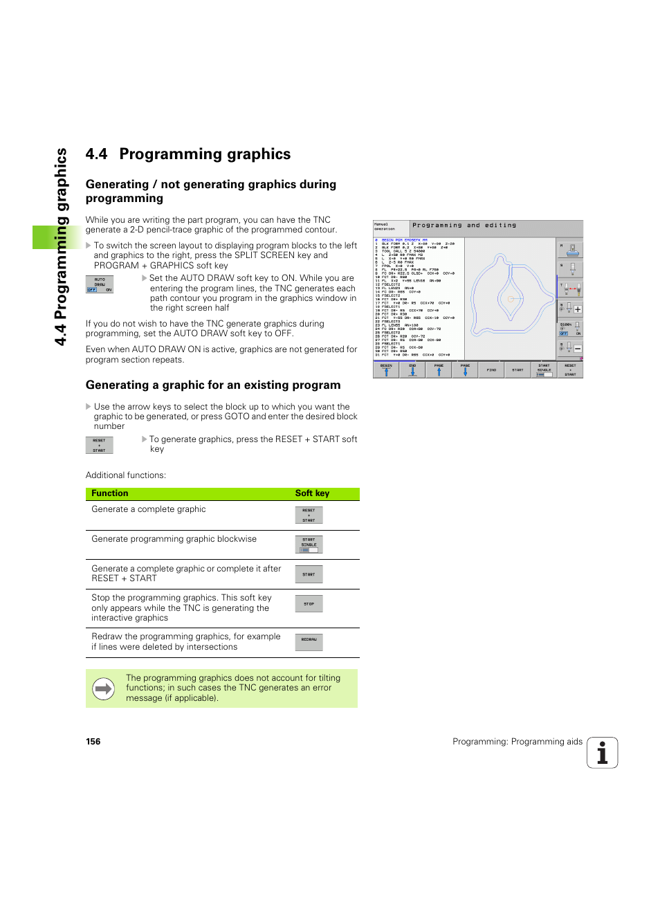 4 programming graphics, Generating a graphic for an existing program, 4 pr ogr amming gr aphics 4.4 programming graphics | HEIDENHAIN iTNC 530 (60642x-03) User Manual | Page 156 / 735
