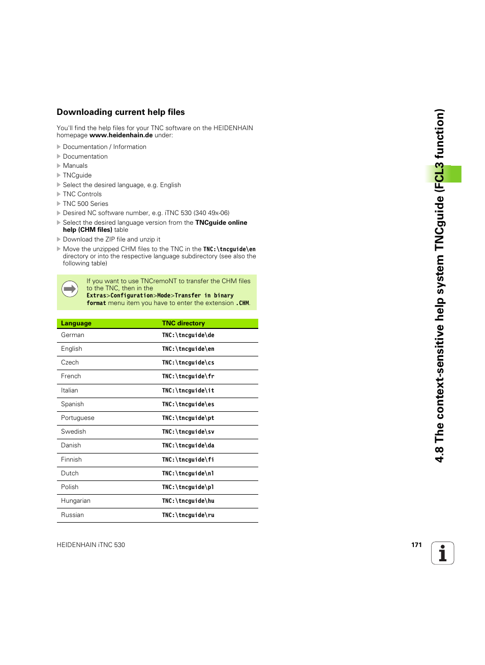 Downloading current help files | HEIDENHAIN iTNC 530 (60642x-03) User Manual | Page 171 / 735