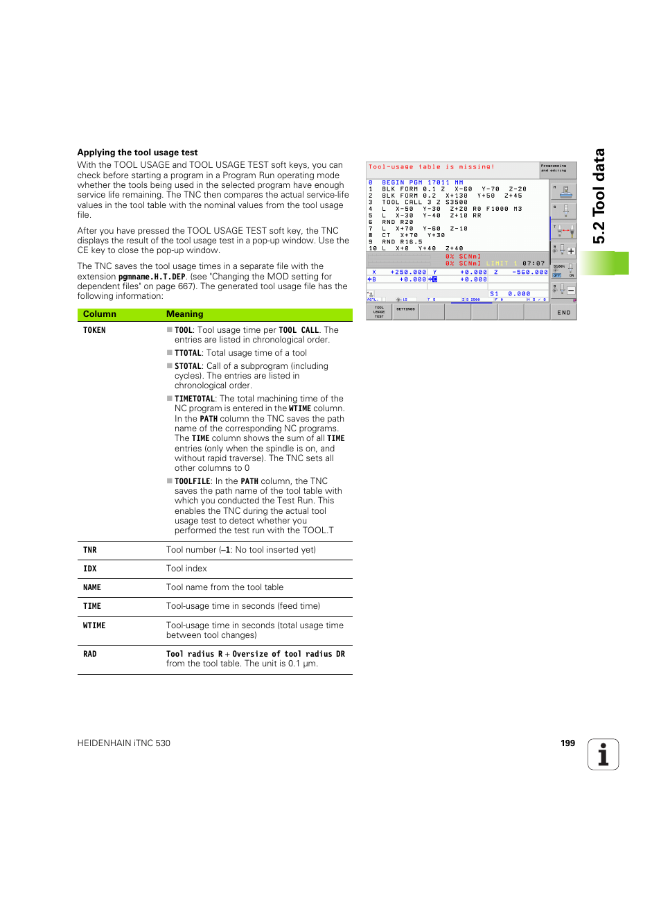 2 t ool data | HEIDENHAIN iTNC 530 (60642x-03) User Manual | Page 199 / 735