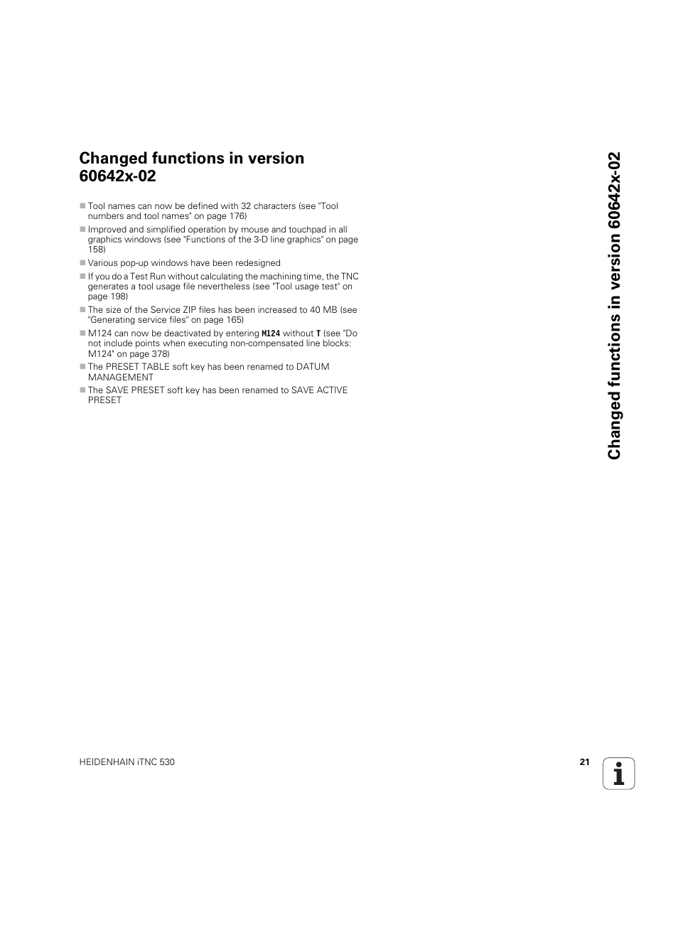 Changed functions in version 60642x-02 | HEIDENHAIN iTNC 530 (60642x-03) User Manual | Page 21 / 735