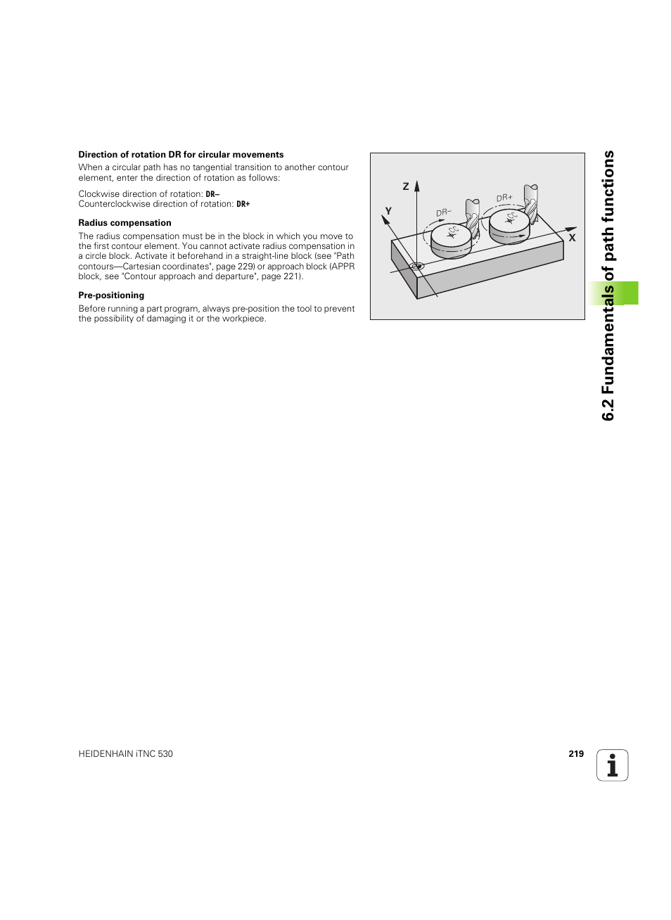 2 f undamentals of path functions | HEIDENHAIN iTNC 530 (60642x-03) User Manual | Page 219 / 735