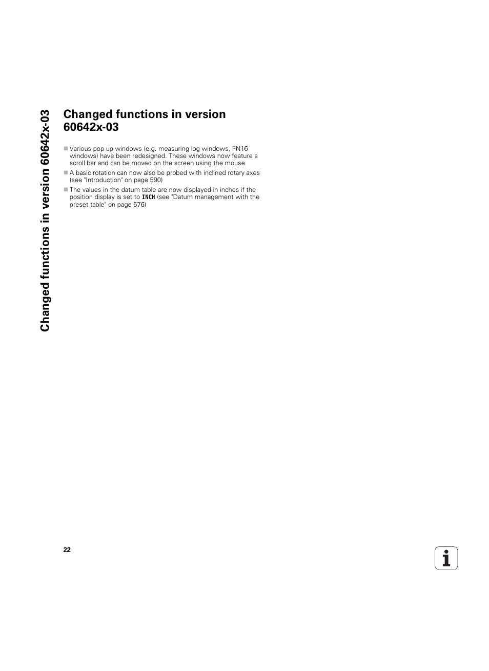 Changed functions in version 60642x-03 | HEIDENHAIN iTNC 530 (60642x-03) User Manual | Page 22 / 735