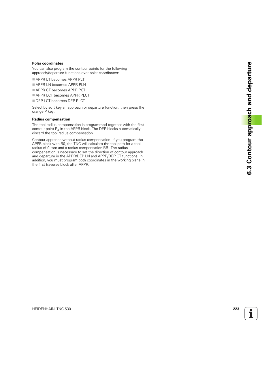 3 cont our appr oac h and depar tur e | HEIDENHAIN iTNC 530 (60642x-03) User Manual | Page 223 / 735
