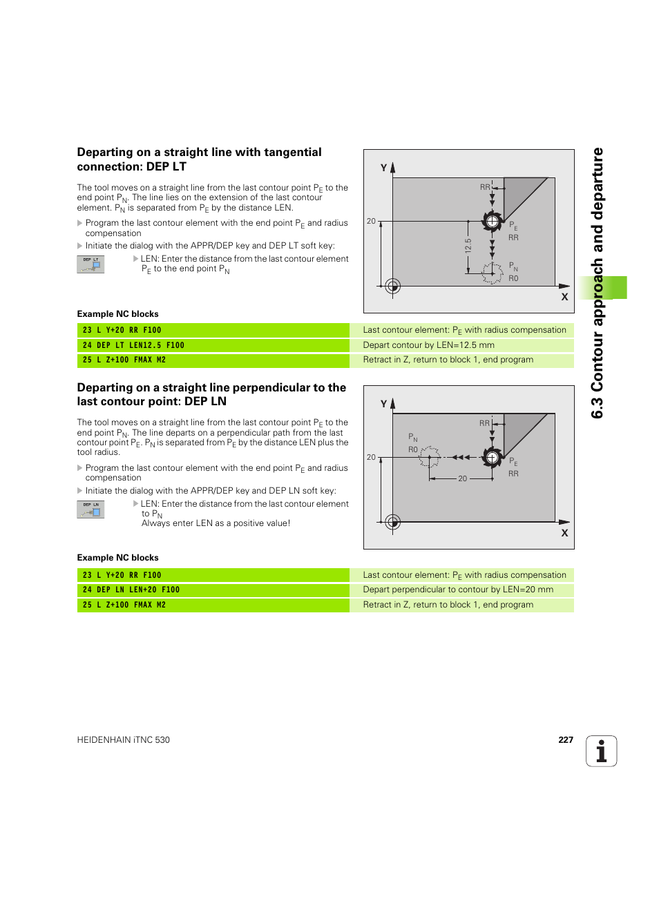 3 cont our appr oac h and depar tur e | HEIDENHAIN iTNC 530 (60642x-03) User Manual | Page 227 / 735