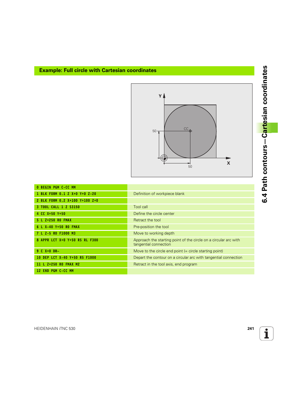 4 p a th cont ours—car te sian coor dinat e s | HEIDENHAIN iTNC 530 (60642x-03) User Manual | Page 241 / 735