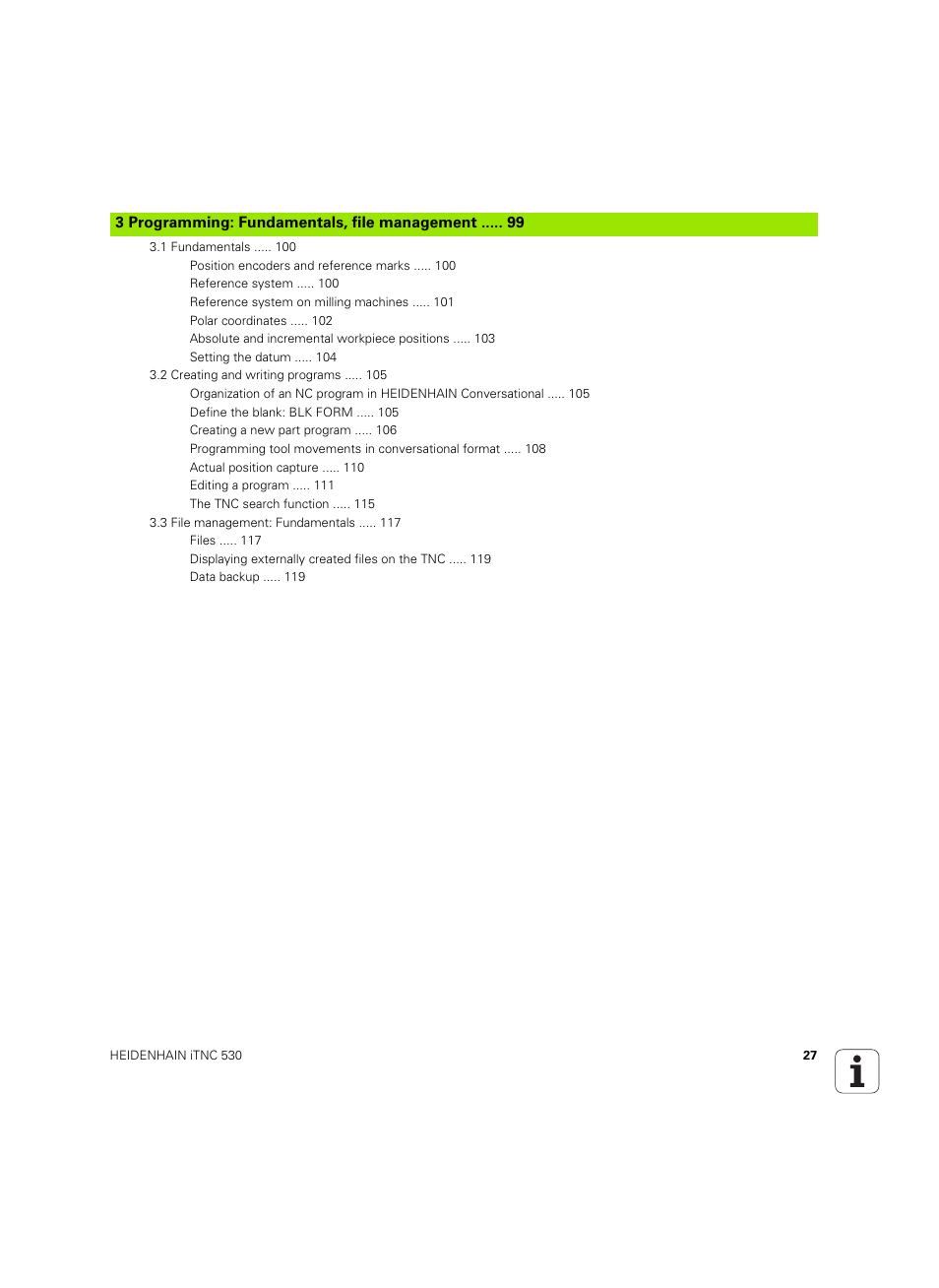 3 programming: fundamentals, file management | HEIDENHAIN iTNC 530 (60642x-03) User Manual | Page 27 / 735