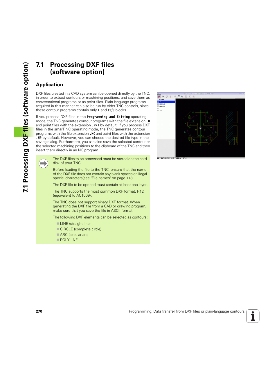 1 processing dxf files (software option), Application | HEIDENHAIN iTNC 530 (60642x-03) User Manual | Page 270 / 735