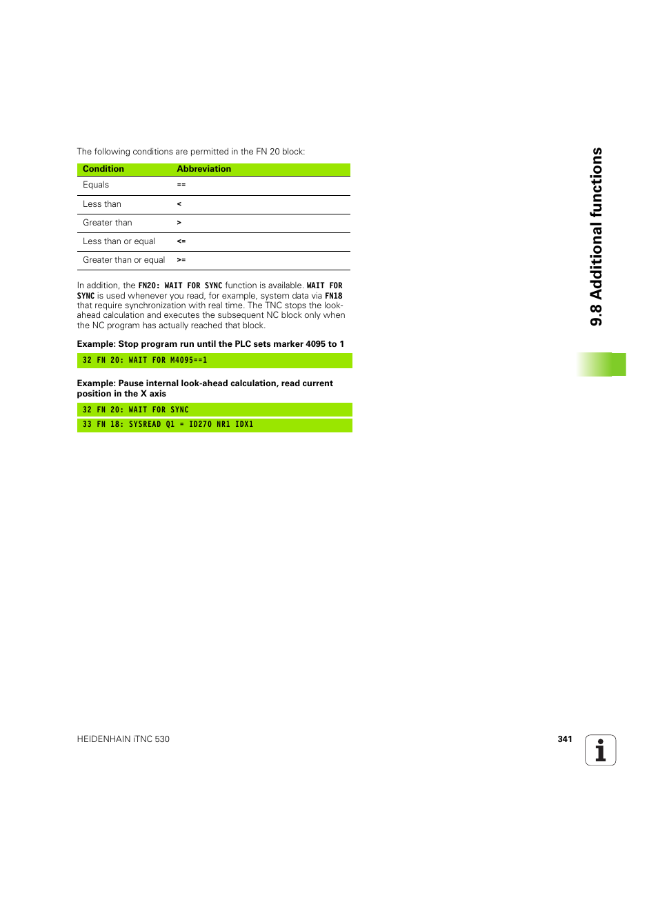 8 a d ditional functions | HEIDENHAIN iTNC 530 (60642x-03) User Manual | Page 341 / 735