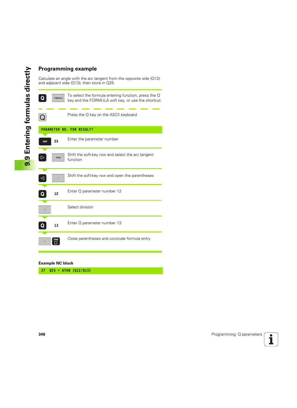 Programming example, 9 ent er ing f o rm ulas dir e ctly | HEIDENHAIN iTNC 530 (60642x-03) User Manual | Page 346 / 735
