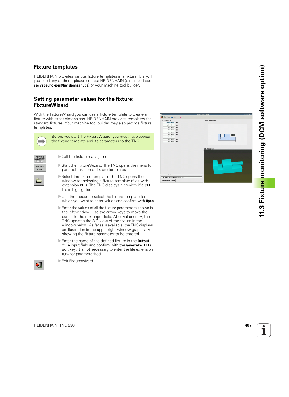 Fixture templates, 3 fixt ur e monit o ri ng (dcm sof tw a re option) | HEIDENHAIN iTNC 530 (60642x-03) User Manual | Page 407 / 735