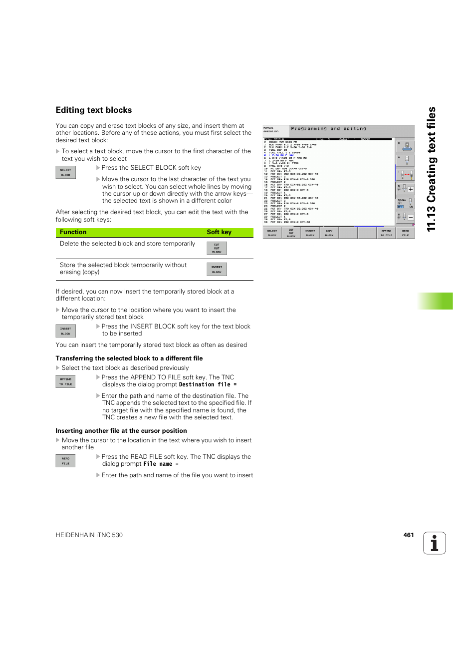 Editing text blocks, 13 cr eating t e xt files | HEIDENHAIN iTNC 530 (60642x-03) User Manual | Page 461 / 735